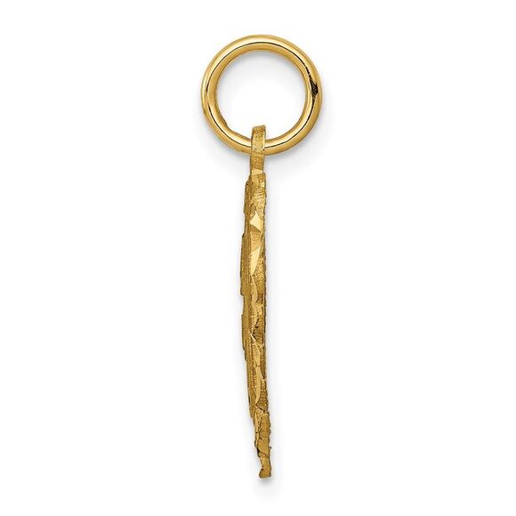 14k Yellow Gold, Grace Collection, Satin Heart Initial E Pendant, 15mm - Picture 2 of 5